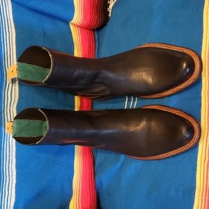 Pskaufman Chelsea Leather Ankle Boots - Black with Brown Trim